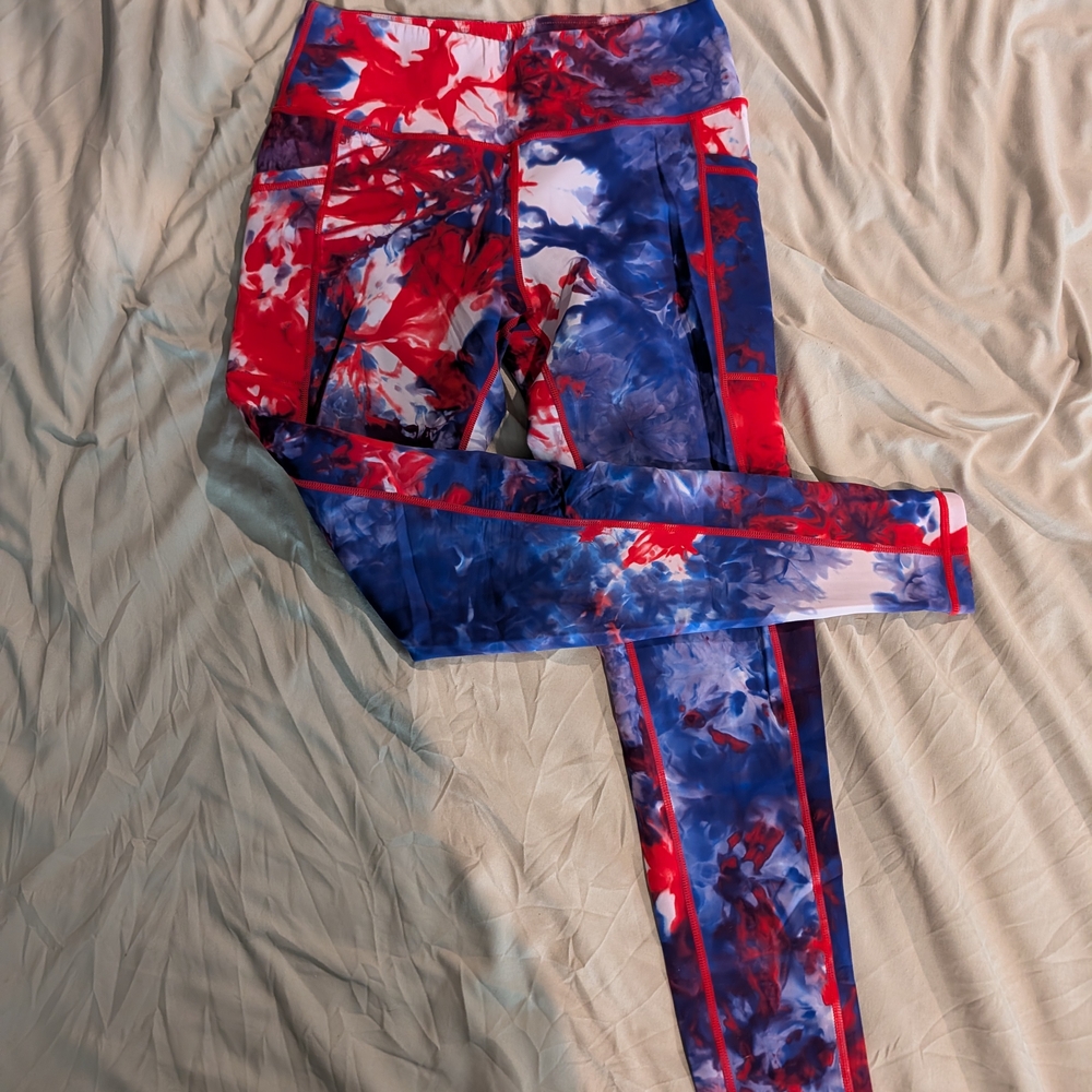 Constantly Varied Gear Red and Blue Tie-dye Leggings